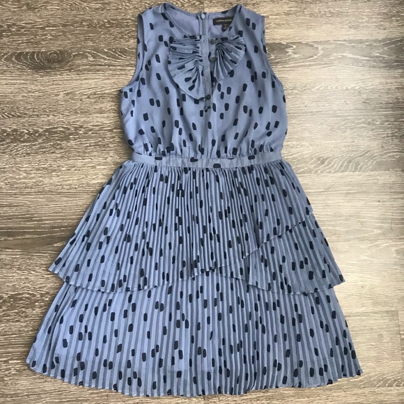 BR Blue & Navy Polka Dot Pleated Dress - Picture 2 of 4